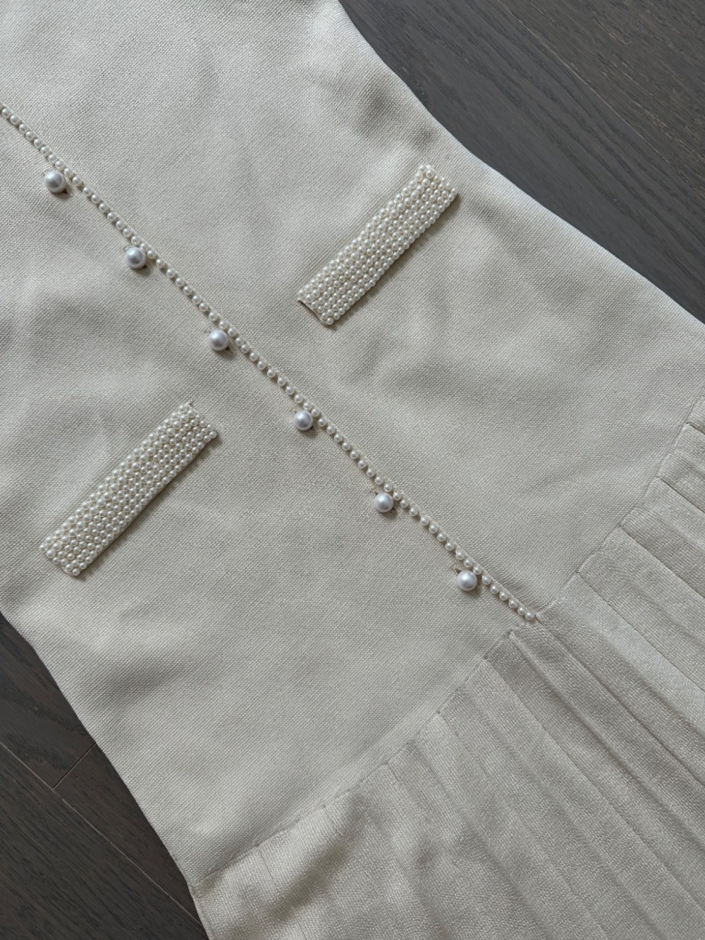 Sandro Naima Ivory Cream Pearl Knit Pleated Dress With Tags FR 36 = Small - Picture 6 of 11